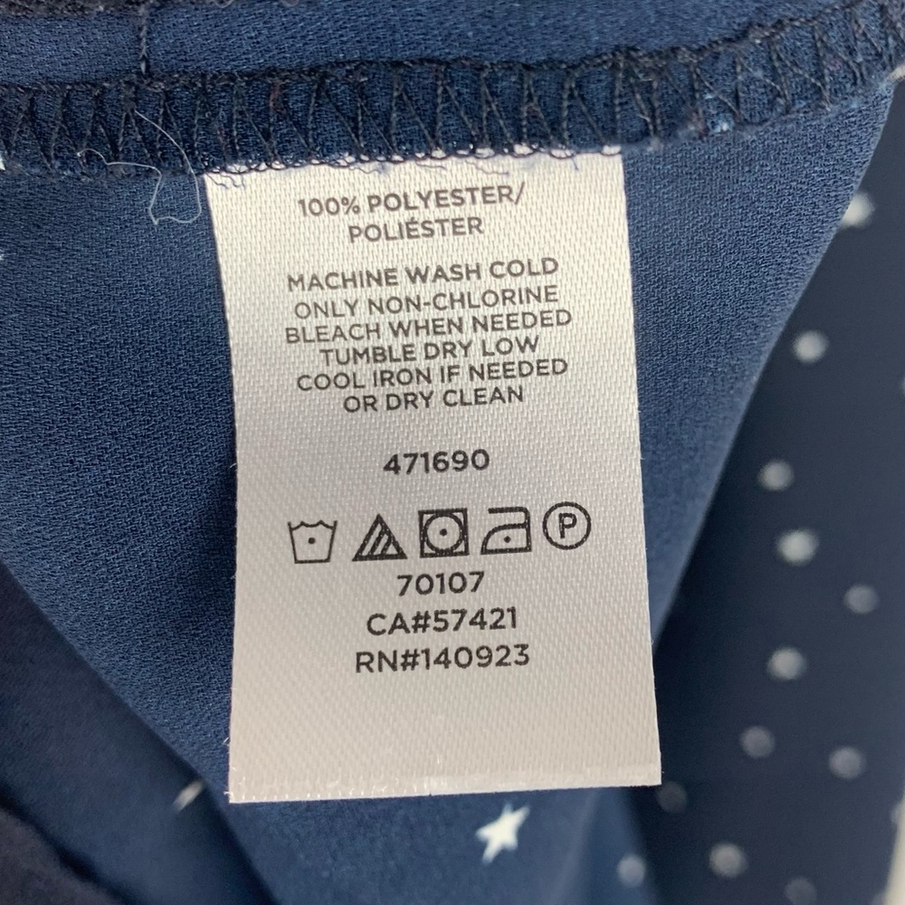 LOFT Navy Star Print Ruffle Blouse - Picture 8 of 8